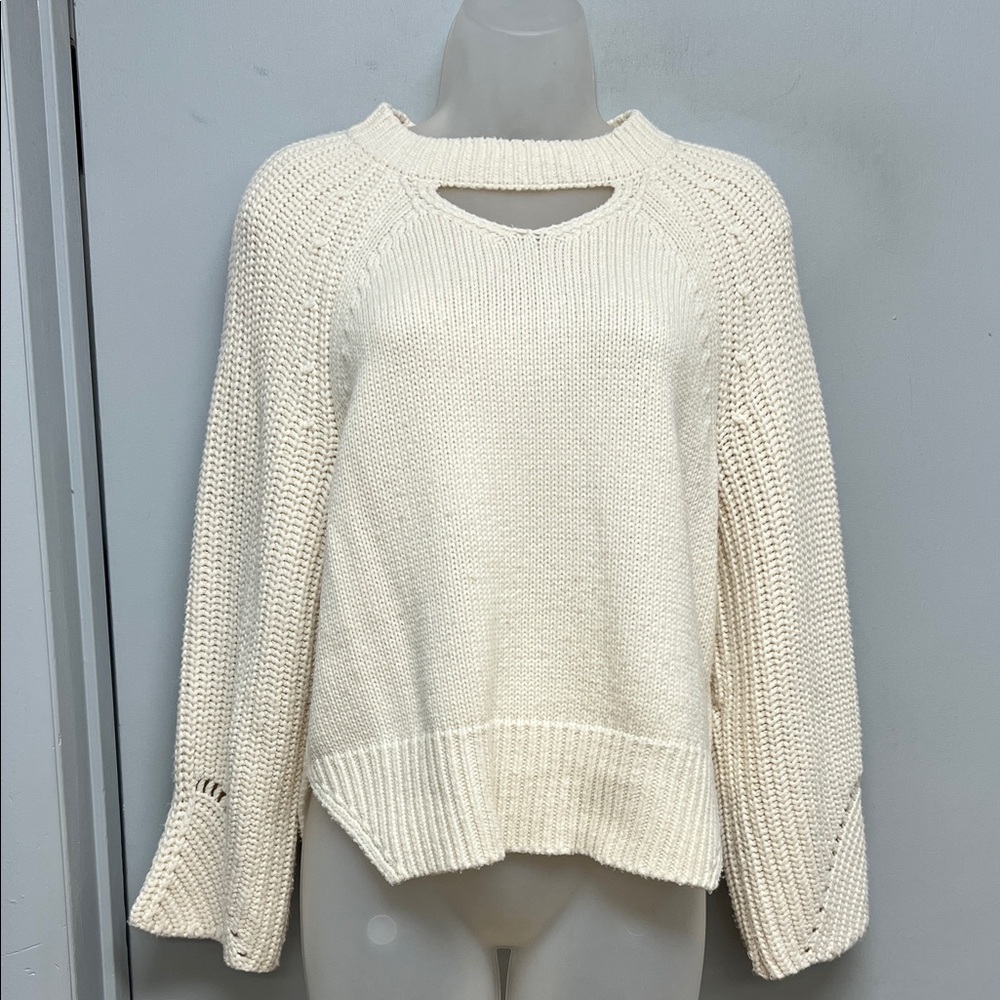 525 America Cream Cutout Neck Sweater | Size M